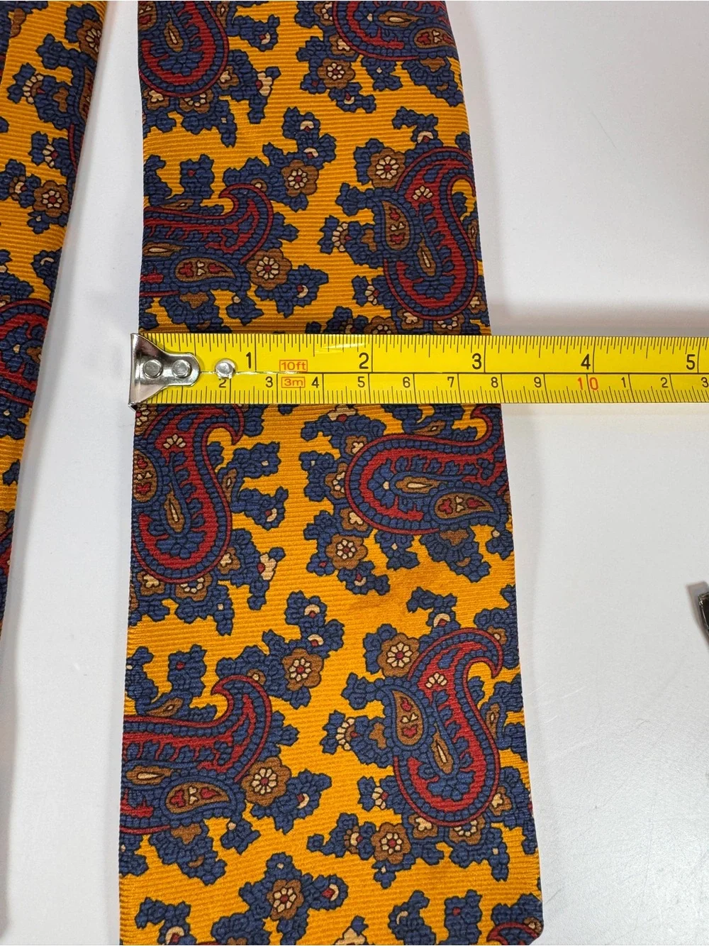 Vintage Brooks Brothers Gold Navy Blue Red Paisley Floral 100% Silk Tie